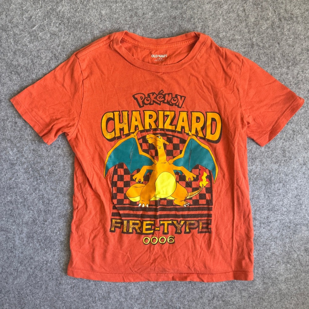 Old Navy Boys Pokemon Charizard Graphic T Shirt L 10 12 Orange Fire Type 0006